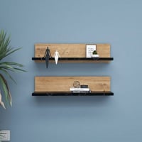 Shelf Wandplank | 100% MELAMINE | Atlantisch grenen, zwart