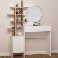 Mup Make-uptafel | 100% MELAMINE | Wit, Eiken