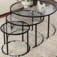 Salontafel Set Aurum - 100% TEMPERED GLASS - Zwart - 43 x 80 x 80 cm