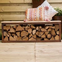 Houtopslag Elara met bank 120x40x42cm staal en hout - roest