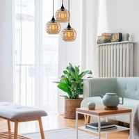 Opviq Kroonluchter | Metalen Behuizing Glazen Kap | 44x44 cm | 116 cm Hoogte | Verstelbaar