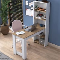 Bureau HA106 - 100% MELAMINE - Wit - 120 x 153,6 x 53,8 cm