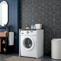 KD103 Wasmachinekast | 100% MELAMINE | Walnoot, Wit