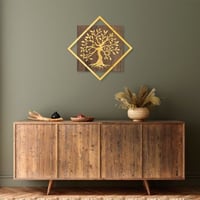 Skyler Decoratieve Houten Wandaccessoire - Walnoot Goud