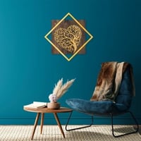 Skyler: Decoratief houten wandaccessoire in walnoot goud