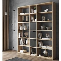 Boekenkast Pombal 18 vakken breed - eik