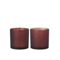 Windlicht oosters glas rood/goud medium assortiment van 2