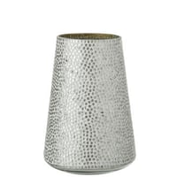 Windlicht mozaiek glas wit/zilver large