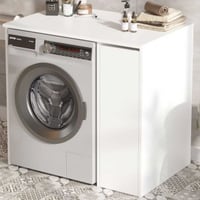 Wasmachinekast Locelso - 94x60x88cm - met opbergruimte - wit