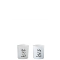 T-lichthouder baby glas wit/zwart small assortiment van 2