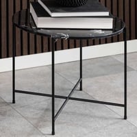 Bijzettafel Avila Ø52 cm - kunstmarmer/zwart