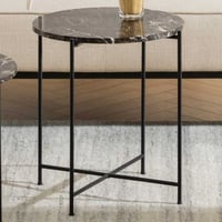 Bijzettafel Avila - Ø42x45 cm - bruin marmer