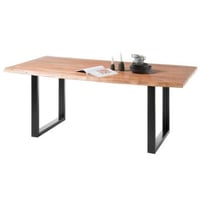 Eettafel Indra rechthoek 180x90cm - Acacia blad en zwarte poten