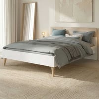 Tweepersoonsbed Hardy 140x200 - wit/eik 