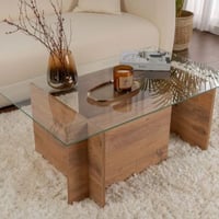 Salontafel Vetrino - 105x65x40cm - gehard glas - Atlantisch grenen