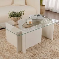 Salontafel Vetrino - 105x65x40cm - gehard glas - wit 