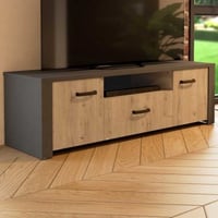 Tv-meubel Aubrey - 148x42x44cm - 2 deuren & 1 lade - eikdecor/zwart