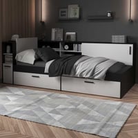Tienerbed Dreampad - 90x190/200cm - met opbergruimte - wit/zwart