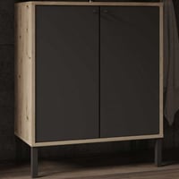 Wastafelonderkast Lagon - 64x33x78cm - 2 deuren - zwart/eikdecor