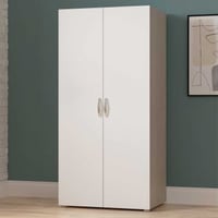 Kleerkast Noni-2 draaideuren, 1 kledingroede en 3 legplanken-Shannon eik/mat wit