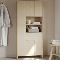 Kolomkast Poema - 84x33x185cm - 5 deuren & 1 lade - eik