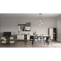 Eetkamer Kent: verlengbare eettafel, tv-meubel, salontafel, buffetkast, dressoir - eikdecor/antraciet