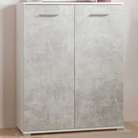 Schoenenkast Ravito - 80x35x102cm - 2 deuren - betonlook/wit