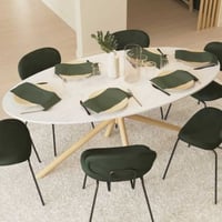 Ovale eettafel Stoik - 180x90x75cm - keramiek - marmerlook