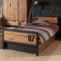 Kinderbed Alex Industrieel 90x200 cm - bruin/zwart