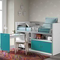 Halfhoogslaper met bureau Bonny 91 - turquoise