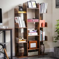 Boekenkast in de vorm van een boom: 13 Planken, 86x25x140cm, Rustiek Bruin