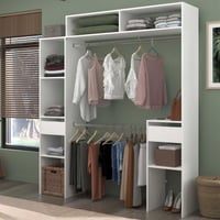 Kledingkast Botan 140 - 176cm, 4 legplanken, 2 kledingroedes, 2 lades - wit