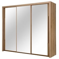 Kledingkast Cody 231cm met 3 schuifdeuren & spiegel - helvezia eik