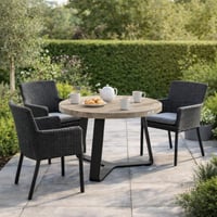 Tuintafel Margarite Gescova - massief teak en staal - Ø70 cm - Zwart/Bruin