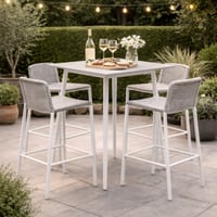 Bartafel Luca Gescova - Aluminium poten wit - 80x80 cm - Lichtgrijs keramiek