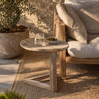 Bijzettafel Medina Emob - Teakhout Ø70 x 50 cm - Bruin