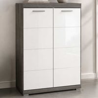 Schoenenkast Scout Xonox - 90x120x37 cm - Smoky Silver & Wit Hoogglans