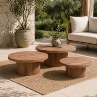 Salontafelset Noah Gescova - Teakhout - 92 cm diameter - Bruin