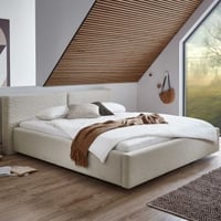 Tweepersoonsbed Kubrik 180 x 200 cm met opbergruimte ribfluweel - Beige