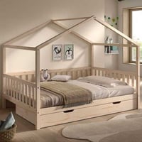 Huisbed Dallas - 140x200cm - met bedlade - massief dennenhout