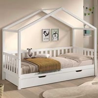 Huisbed Dallas - 90x200cm - met bedlade - massief dennenhout - wit