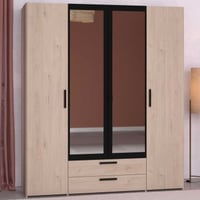 Kledingkast Salvador met spiegel, 4 deuren & 2 lades - jackson eik/zwart