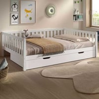 Kajuitbed Dallas - 140x200cm - met bedlade - massief dennenhout - wit