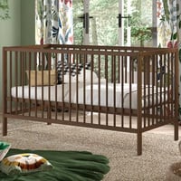 Peuterbed Dino 70x140cm - verstelbaar - beukenhout - walnootkleur