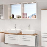 Dubbel wastafelmeubel met spiegel Dasa 120cm 4 lades - wit