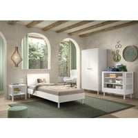 Kinderkamer Forrest: nachttafeltje, bed 90x200, kleerkast, rekje - wit beukenhout
