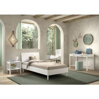 Kinderkamer Forrest: nachttafeltje, bed 90x200, bureau - wit beukenhout