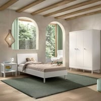 Kinderkamer Forrest: nachttafeltje, bed 90x200, kledingkast - wit beukenhout