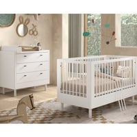 Babykamer Forrest: babybed 70x140cm, commode met luierplank - wit beukenhout
