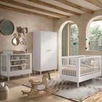Babykamer Forrest: babybed 70x140cm, verzorgingstafel met luierplank, kleerkast - wit beukenhout